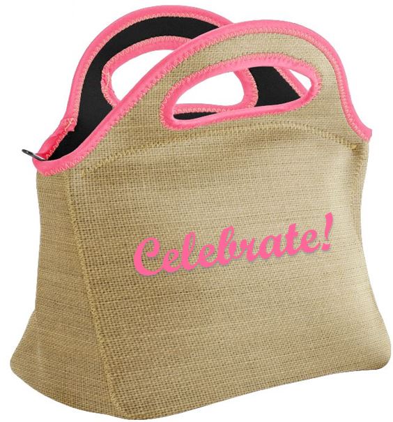 Custom Burlap Neoprene Bag - Pink main image